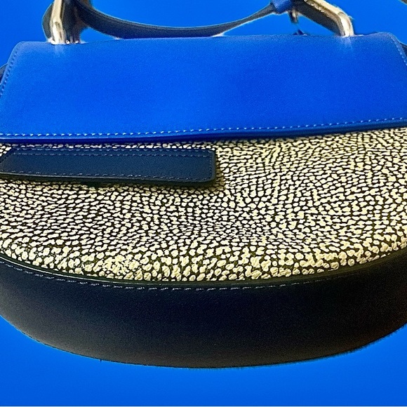 Borbonese Blue & Tan Crossbody Messenger Bag 904128 - Picture 4 of 7